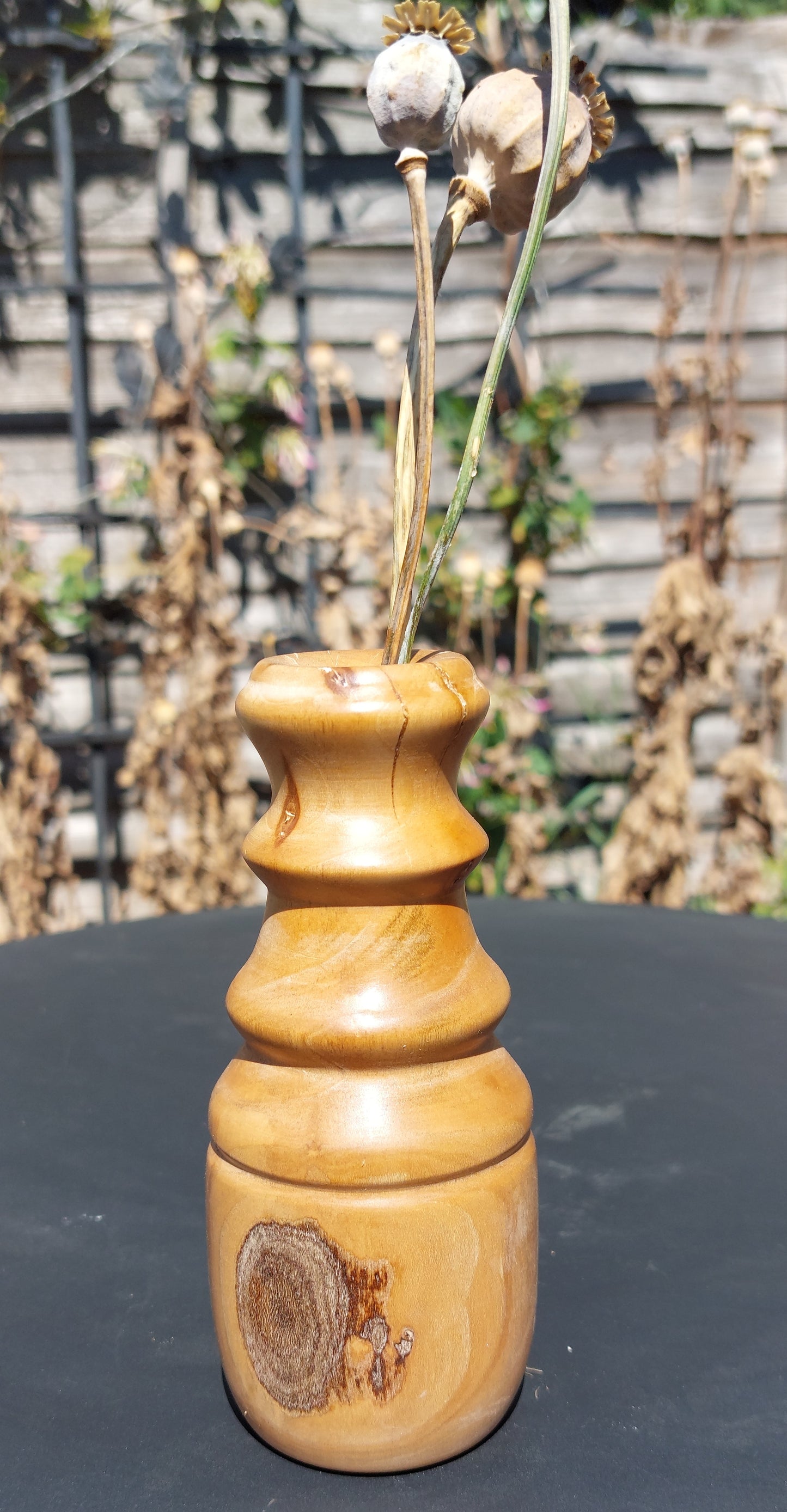 Handturned Cherry Wood Dried Bud Vase | Tiered Profile | Locally Sourced British Cherry