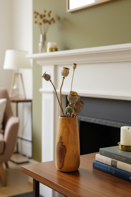 Handturned Cherry Wood Dried Flower Vase