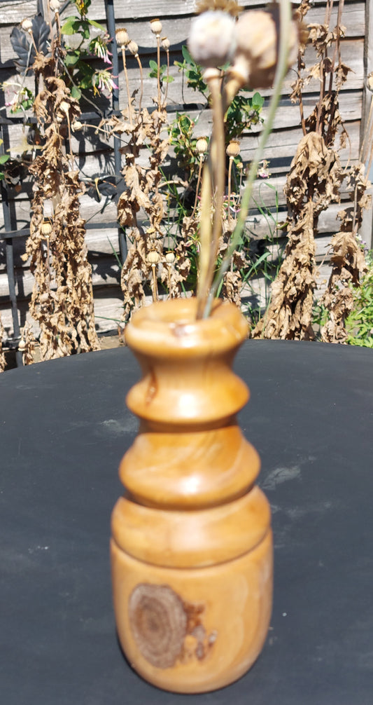 Handturned Cherry Wood Dried Bud Vase | Tiered Profile | Locally Sourced British Cherry