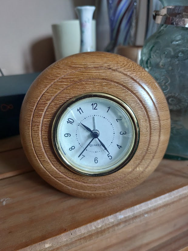 Handturned Oak Desk Clock – Solid British Oak | E11 Woodturning